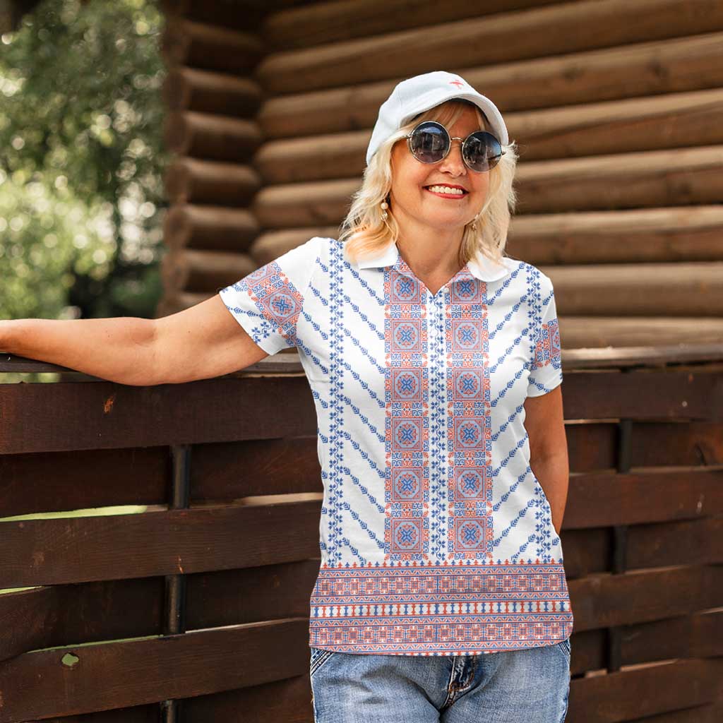 Traditional Romanian Costume Women Polo Shirt National Folk Patterns - Wonder Print Shop