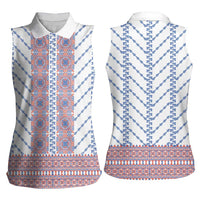 Traditional Romanian Costume Women Sleeveless Polo Shirt National Folk Patterns - Wonder Print Shop