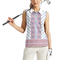 Traditional Romanian Costume Women Sleeveless Polo Shirt National Folk Patterns - Wonder Print Shop