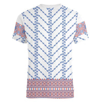 Traditional Romanian Costume Women V-Neck T-Shirt National Folk Patterns - Wonder Print Shop