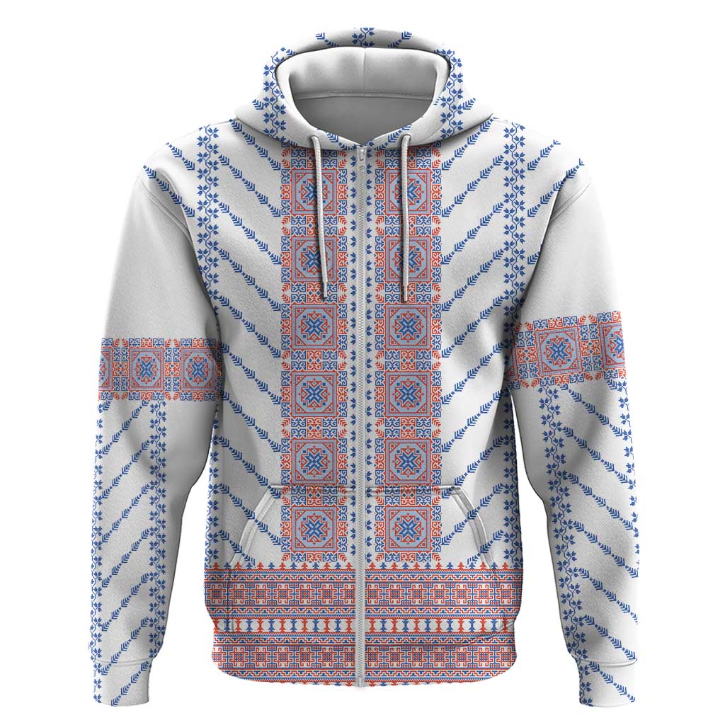 Traditional Romanian Costume Zip Hoodie National Folk Patterns - Wonder Print Shop