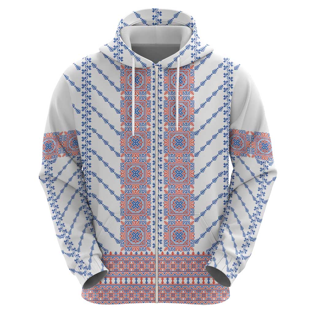 Traditional Romanian Costume Zip Hoodie National Folk Patterns - Wonder Print Shop
