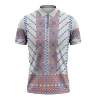 Traditional Romanian Costume Zipper Polo Shirt National Folk Patterns - Wonder Print Shop