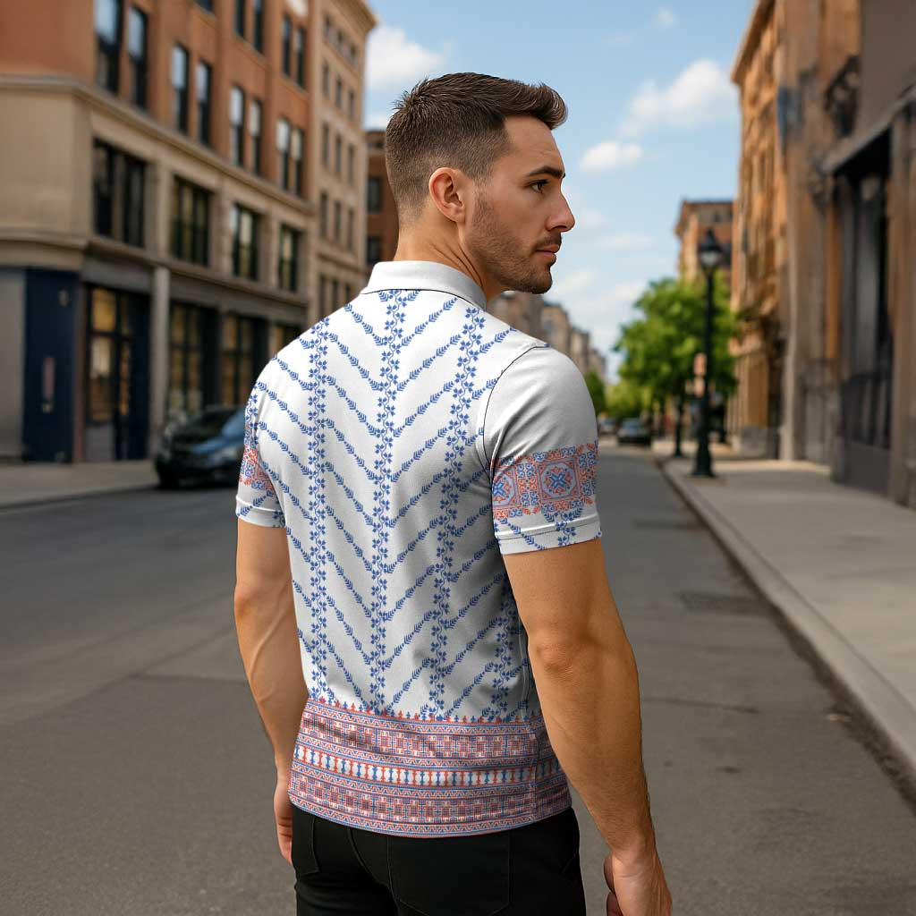 Traditional Romanian Costume Zipper Polo Shirt National Folk Patterns - Wonder Print Shop