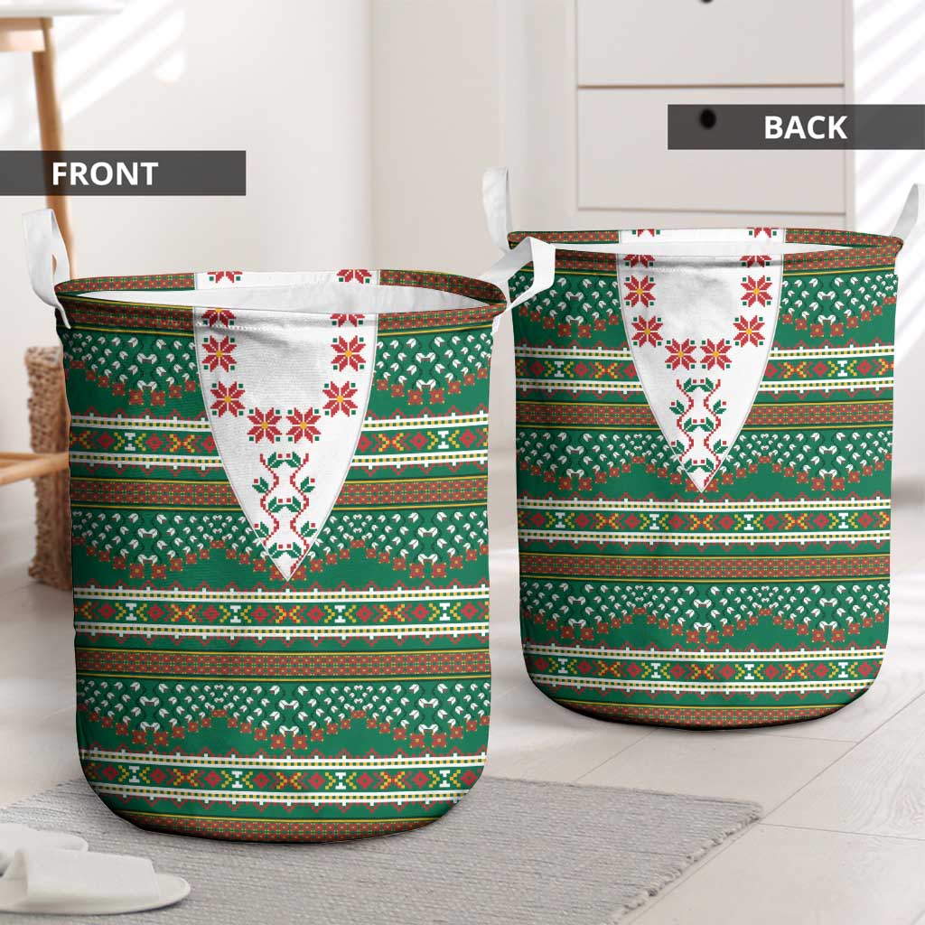 Lithuanian National Costume Laundry Basket Traditional Folk Pattern - Wonder Print Shop