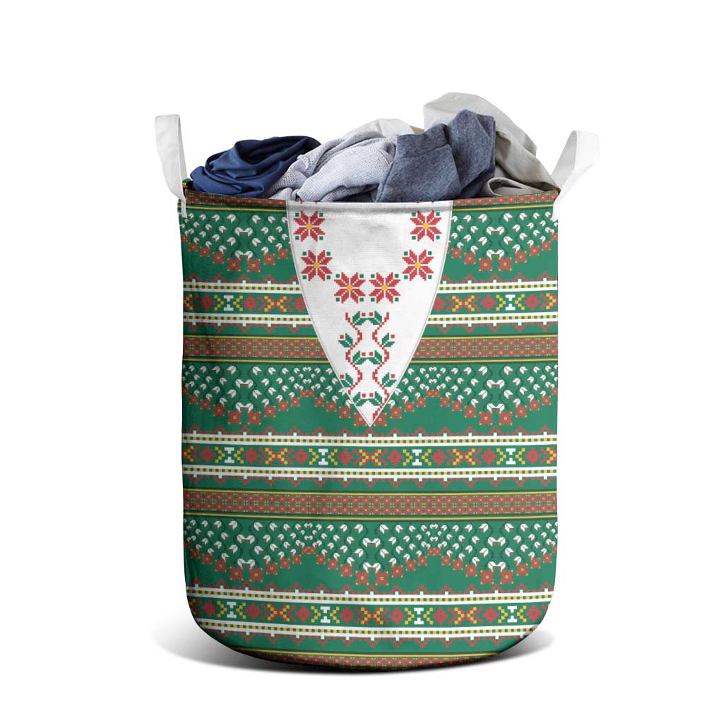 Lithuanian National Costume Laundry Basket Traditional Folk Pattern - Wonder Print Shop