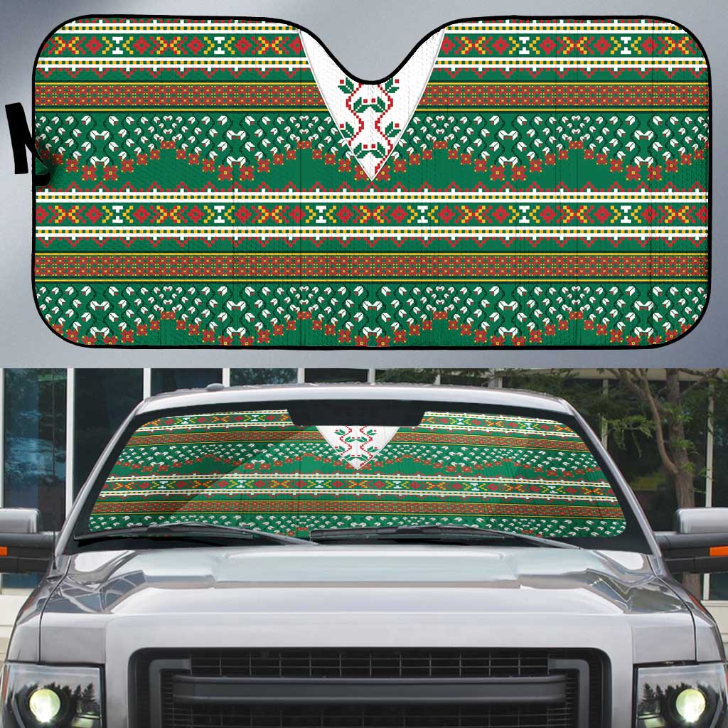 Lithuanian National Costume Auto Sun Shade Traditional Folk Pattern - Wonder Print Shop