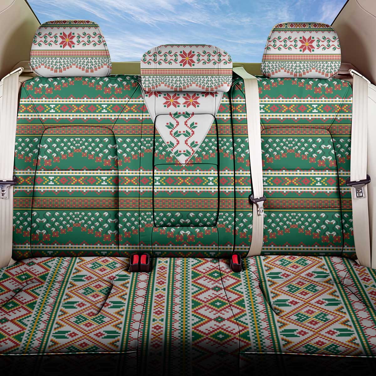 Lithuanian National Costume Back Car Seat Cover Traditional Folk Pattern - Wonder Print Shop
