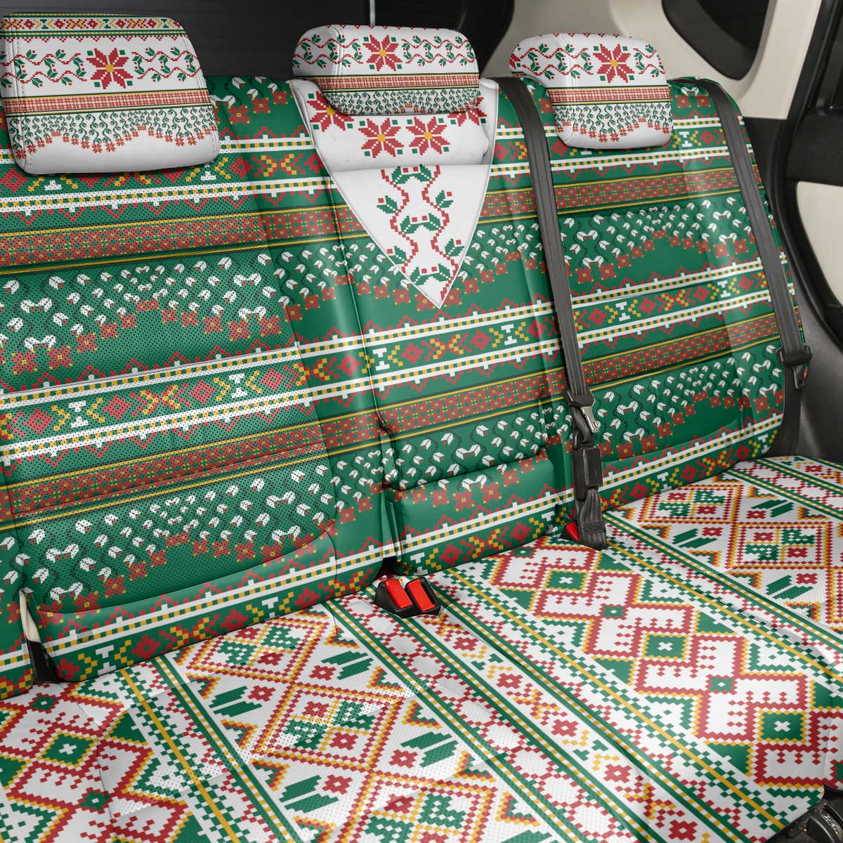 Lithuanian National Costume Back Car Seat Cover Traditional Folk Pattern - Wonder Print Shop