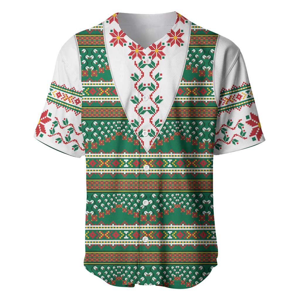 Lithuanian National Costume Baseball Jersey Traditional Folk Pattern - Wonder Print Shop