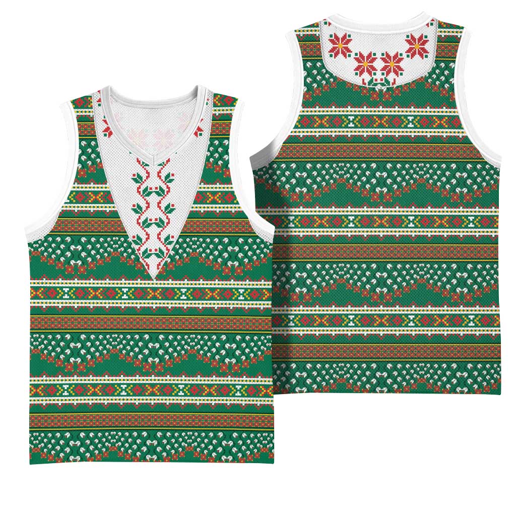 Lithuanian National Costume Basketball Jersey Traditional Folk Pattern - Wonder Print Shop