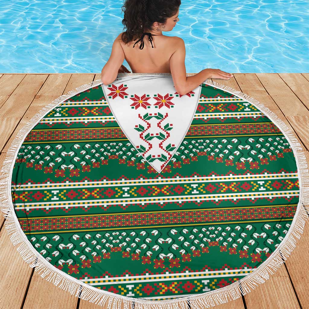 Lithuanian National Costume Beach Blanket Traditional Folk Pattern - Wonder Print Shop