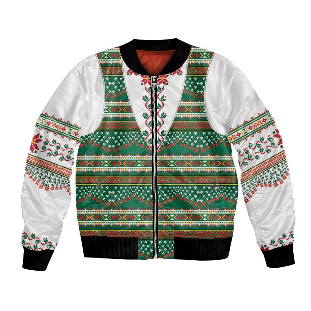 Lithuanian National Costume Bomber Jacket Traditional Folk Pattern - Wonder Print Shop