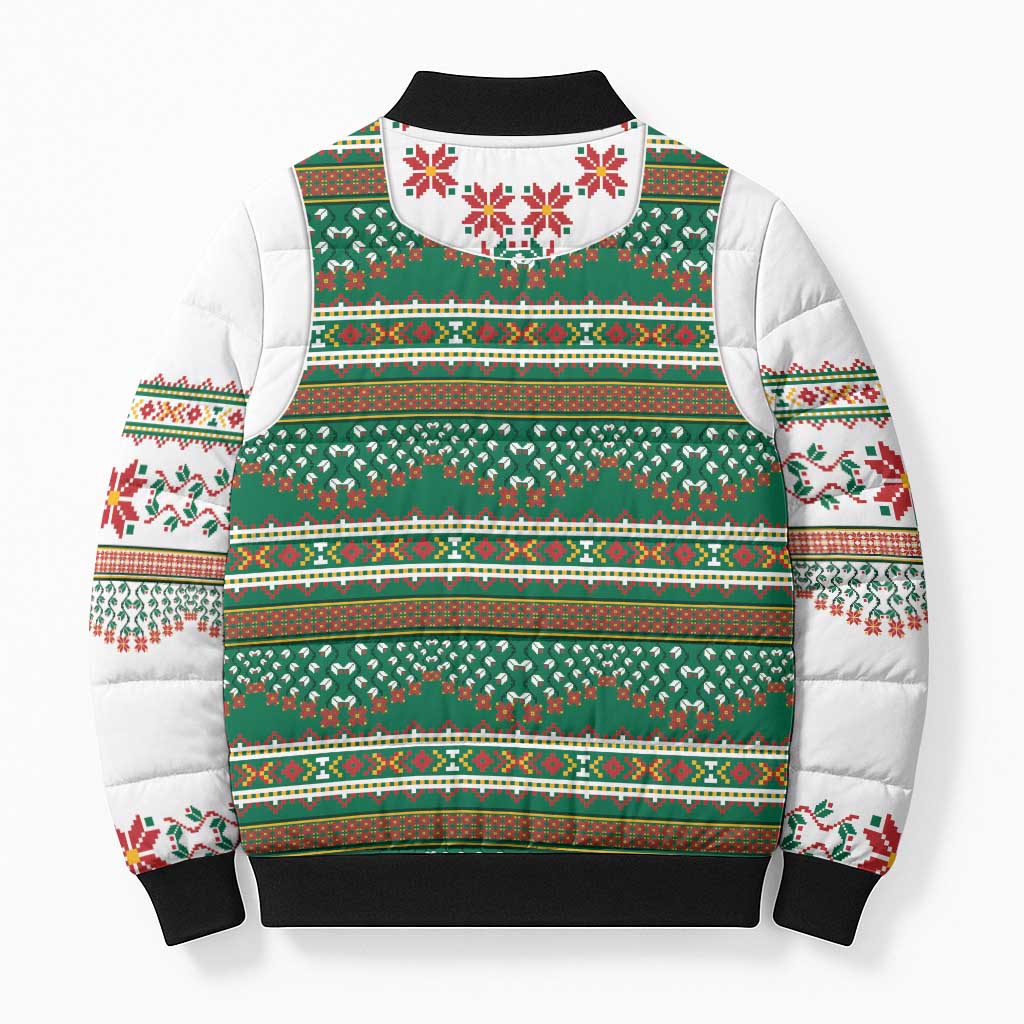 Lithuanian National Costume Bomber Puffer Jacket Traditional Folk Pattern - Wonder Print Shop