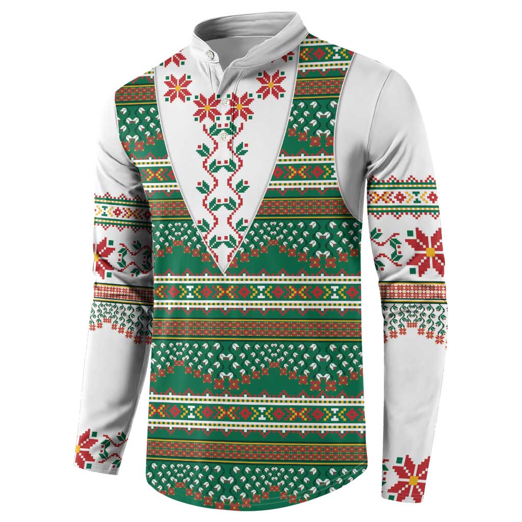 Lithuanian National Costume Button Sweatshirt Traditional Folk Pattern - Wonder Print Shop