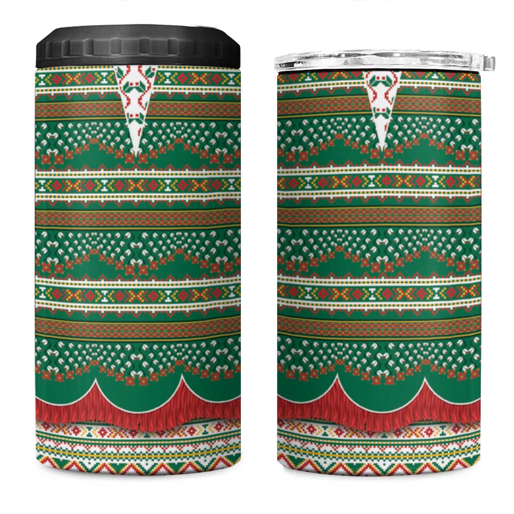 Lithuanian National Costume 4 in 1 Can Cooler Tumbler Traditional Folk Pattern - Wonder Print Shop