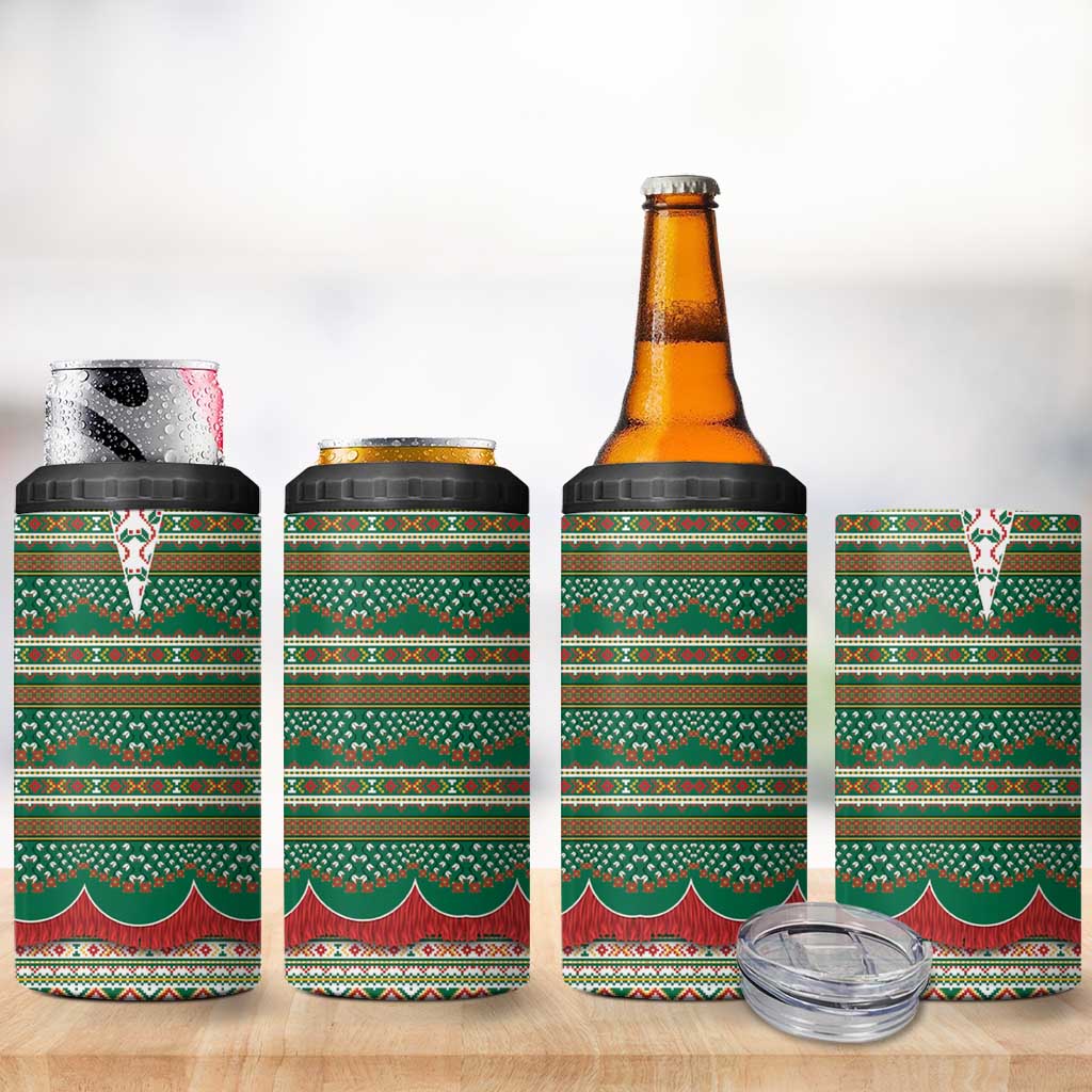 Lithuanian National Costume 4 in 1 Can Cooler Tumbler Traditional Folk Pattern - Wonder Print Shop