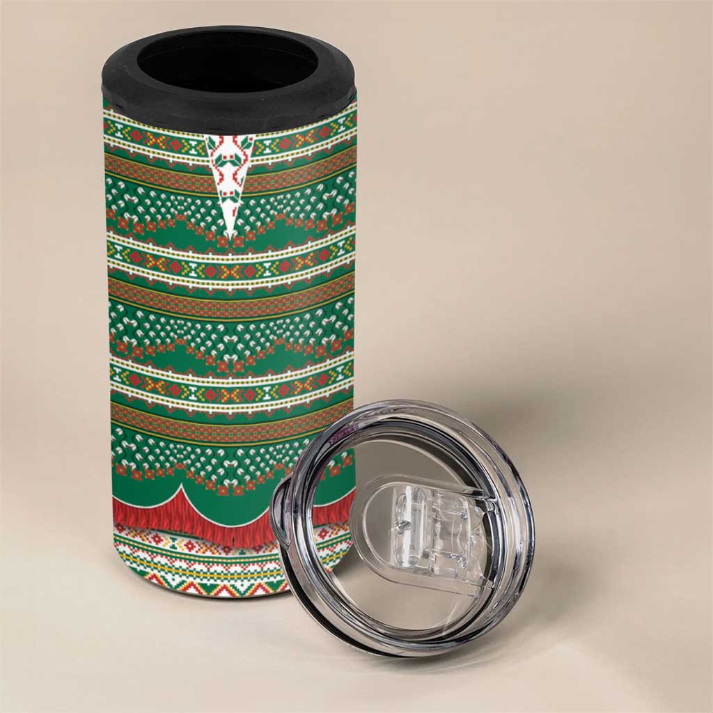 Lithuanian National Costume 4 in 1 Can Cooler Tumbler Traditional Folk Pattern - Wonder Print Shop