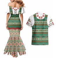 Lithuanian National Costume Couples Matching Mermaid Dress and Hawaiian Shirt Traditional Folk Pattern - Wonder Print Shop