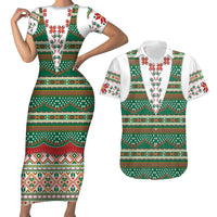 Lithuanian National Costume Couples Matching Short Sleeve Bodycon Dress and Hawaiian Shirt Traditional Folk Pattern - Wonder Print Shop