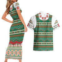 Lithuanian National Costume Couples Matching Short Sleeve Bodycon Dress and Hawaiian Shirt Traditional Folk Pattern - Wonder Print Shop