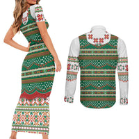 Lithuanian National Costume Couples Matching Short Sleeve Bodycon Dress and Long Sleeve Button Shirt Traditional Folk Pattern - Wonder Print Shop