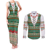 Lithuanian National Costume Couples Matching Tank Maxi Dress and Long Sleeve Button Shirt Traditional Folk Pattern - Wonder Print Shop