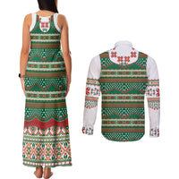 Lithuanian National Costume Couples Matching Tank Maxi Dress and Long Sleeve Button Shirt Traditional Folk Pattern - Wonder Print Shop