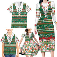 Lithuanian National Costume Family Matching Long Sleeve Bodycon Dress and Hawaiian Shirt Traditional Folk Pattern - Wonder Print Shop
