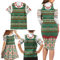 Lithuanian National Costume Family Matching Long Sleeve Bodycon Dress and Hawaiian Shirt Traditional Folk Pattern - Wonder Print Shop