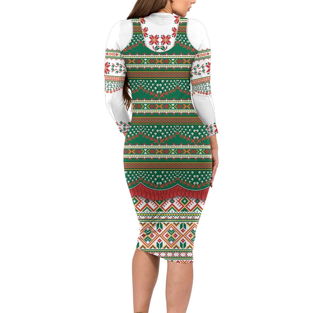 Lithuanian National Costume Family Matching Long Sleeve Bodycon Dress and Hawaiian Shirt Traditional Folk Pattern - Wonder Print Shop