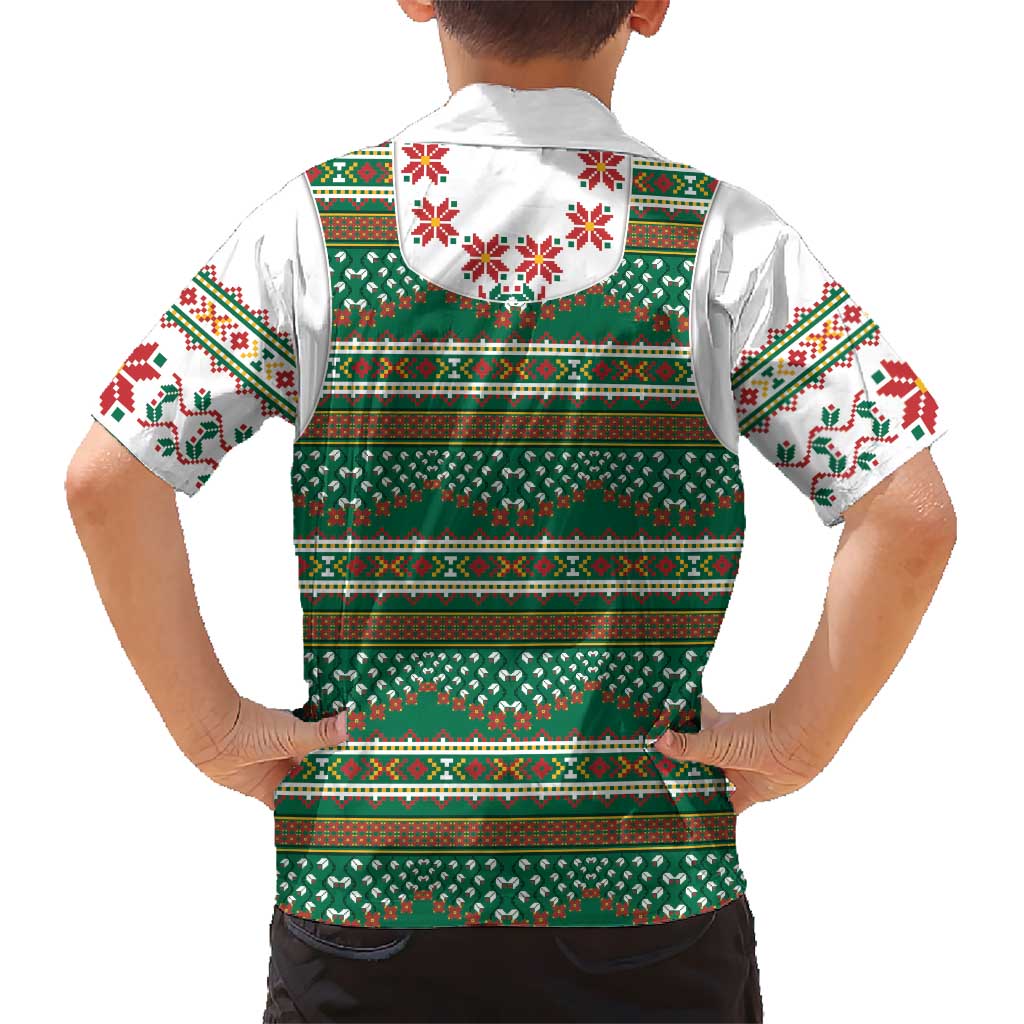 Lithuanian National Costume Family Matching Mermaid Dress and Hawaiian Shirt Traditional Folk Pattern - Wonder Print Shop