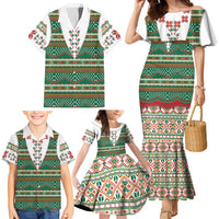 Lithuanian National Costume Family Matching Mermaid Dress and Hawaiian Shirt Traditional Folk Pattern - Wonder Print Shop