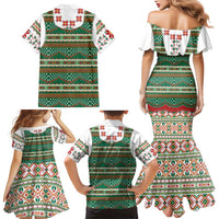Lithuanian National Costume Family Matching Mermaid Dress and Hawaiian Shirt Traditional Folk Pattern - Wonder Print Shop