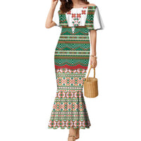 Lithuanian National Costume Family Matching Mermaid Dress and Hawaiian Shirt Traditional Folk Pattern - Wonder Print Shop