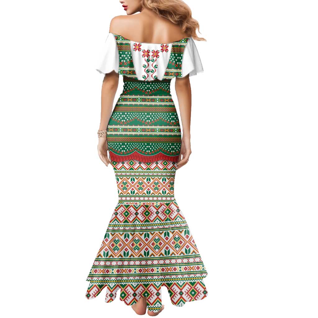 Lithuanian National Costume Family Matching Mermaid Dress and Hawaiian Shirt Traditional Folk Pattern - Wonder Print Shop