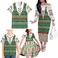 Lithuanian National Costume Family Matching Off The Shoulder Long Sleeve Dress and Hawaiian Shirt Traditional Folk Pattern - Wonder Print Shop