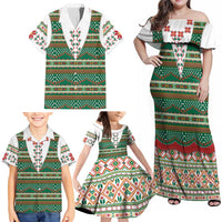 Lithuanian National Costume Family Matching Off Shoulder Maxi Dress and Hawaiian Shirt Traditional Folk Pattern - Wonder Print Shop
