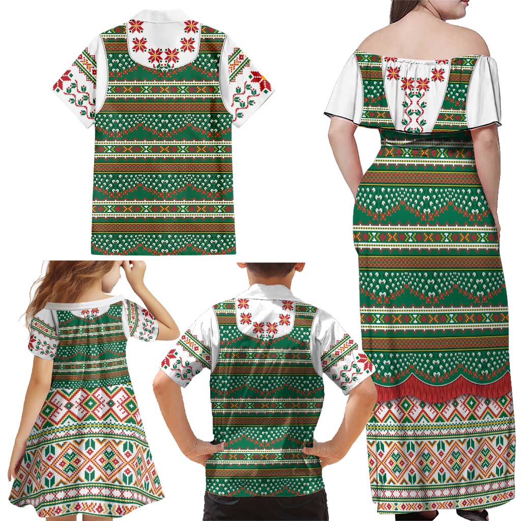 Lithuanian National Costume Family Matching Off Shoulder Maxi Dress and Hawaiian Shirt Traditional Folk Pattern - Wonder Print Shop