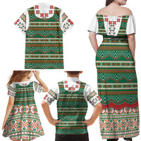 Lithuanian National Costume Family Matching Off Shoulder Maxi Dress and Hawaiian Shirt Traditional Folk Pattern - Wonder Print Shop