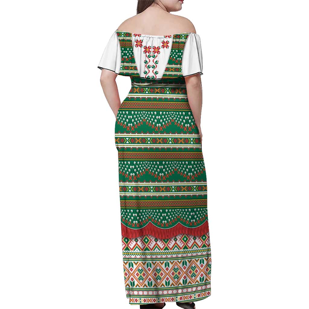 Lithuanian National Costume Family Matching Off Shoulder Maxi Dress and Hawaiian Shirt Traditional Folk Pattern - Wonder Print Shop