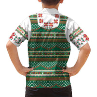 Lithuanian National Costume Family Matching Off Shoulder Short Dress and Hawaiian Shirt Traditional Folk Pattern - Wonder Print Shop