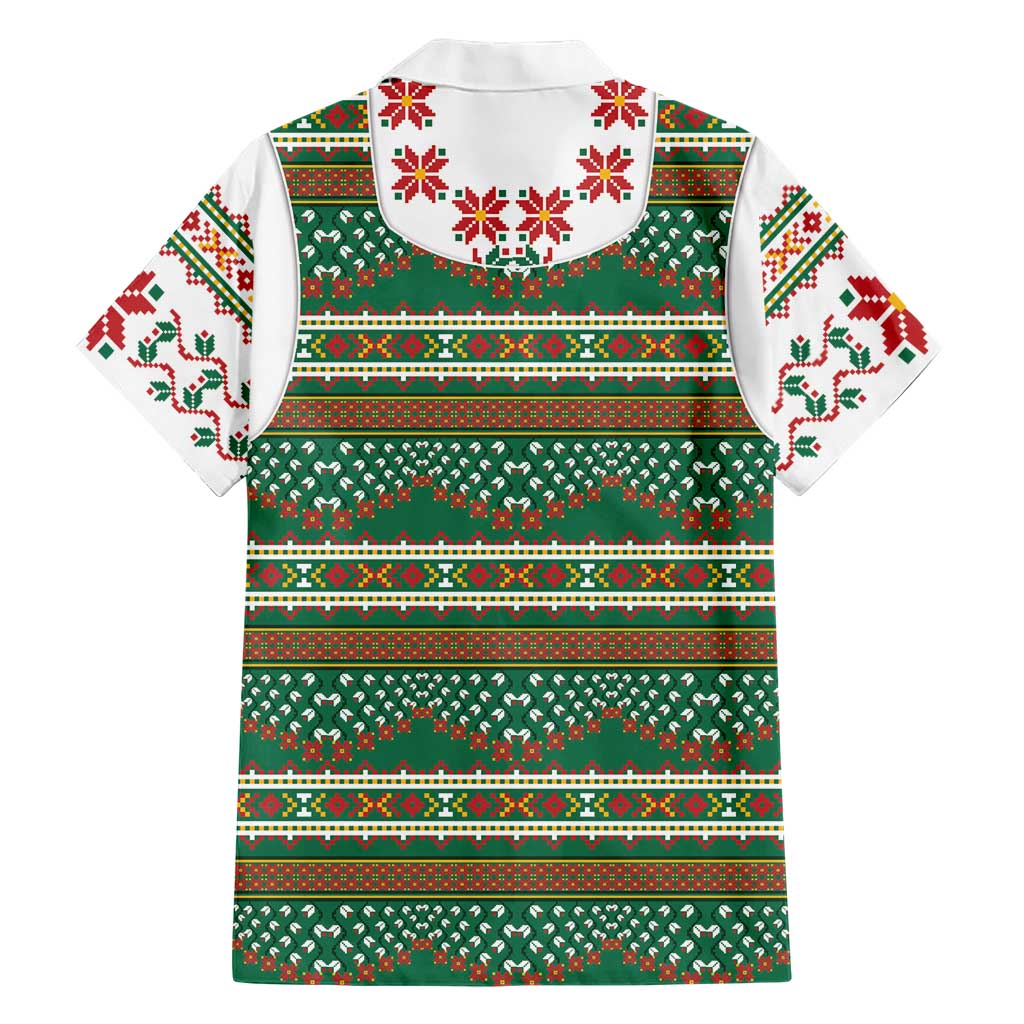 Lithuanian National Costume Family Matching Off Shoulder Short Dress and Hawaiian Shirt Traditional Folk Pattern - Wonder Print Shop