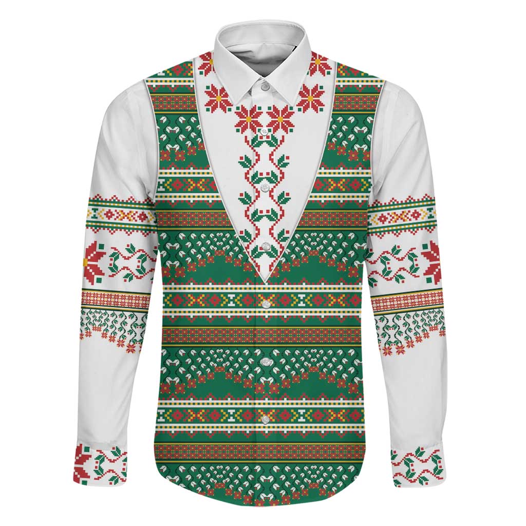 Lithuanian National Costume Family Matching Off Shoulder Short Dress and Hawaiian Shirt Traditional Folk Pattern - Wonder Print Shop