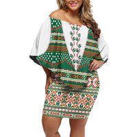 Lithuanian National Costume Family Matching Off Shoulder Short Dress and Hawaiian Shirt Traditional Folk Pattern - Wonder Print Shop