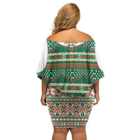 Lithuanian National Costume Family Matching Off Shoulder Short Dress and Hawaiian Shirt Traditional Folk Pattern - Wonder Print Shop