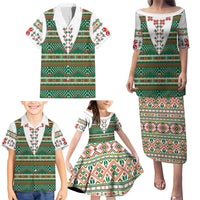 Lithuanian National Costume Family Matching Puletasi and Hawaiian Shirt Traditional Folk Pattern - Wonder Print Shop