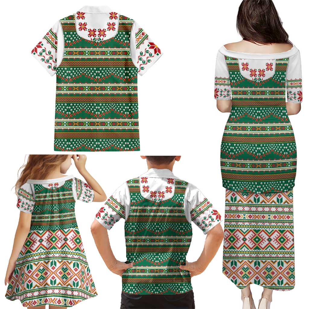 Lithuanian National Costume Family Matching Puletasi and Hawaiian Shirt Traditional Folk Pattern - Wonder Print Shop