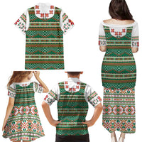Lithuanian National Costume Family Matching Puletasi and Hawaiian Shirt Traditional Folk Pattern - Wonder Print Shop
