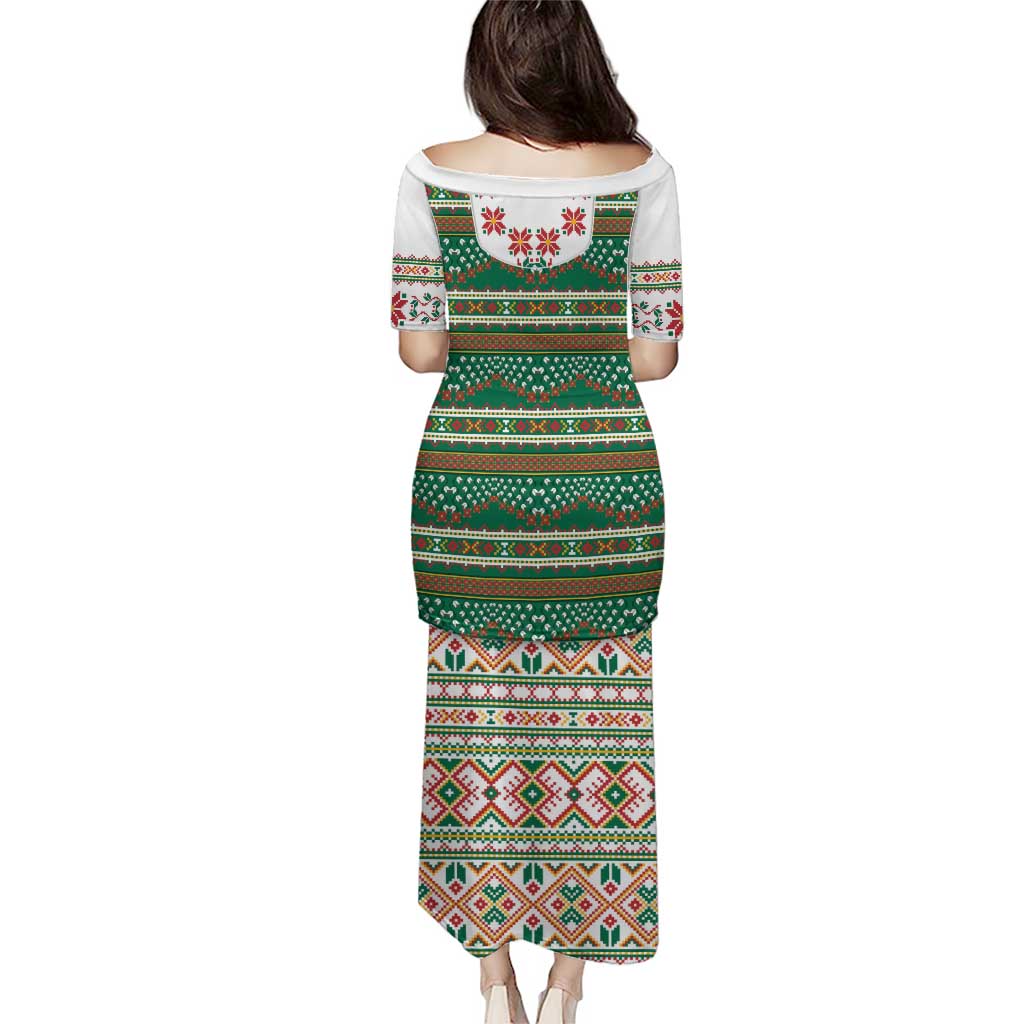 Lithuanian National Costume Family Matching Puletasi and Hawaiian Shirt Traditional Folk Pattern - Wonder Print Shop